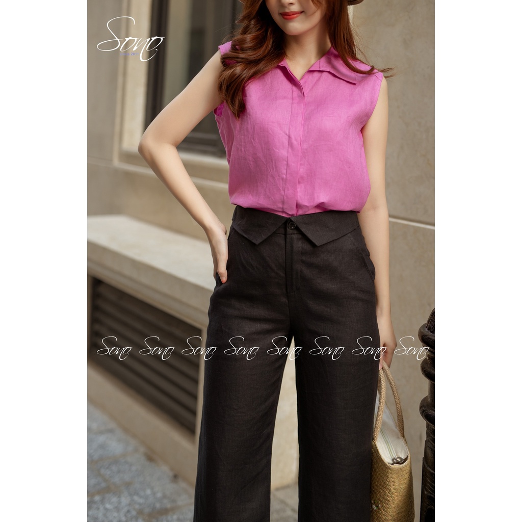 Sono - Áo Sơ Mi Chất Liệu Linen Sát Nách Công Sở Trẻ Trung