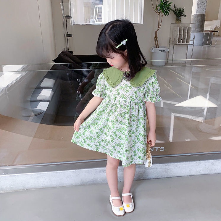 Đầm Công Chúa Mùa Hè 2023 Tay Cộc Kích Thước Nhỏ Và Vừa In Họa Tiết Hoa Cho Bé Gái