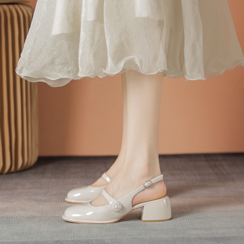 Giày Sandal Cao Gót Hở Lưng Size 34 Phong Cách Pháp