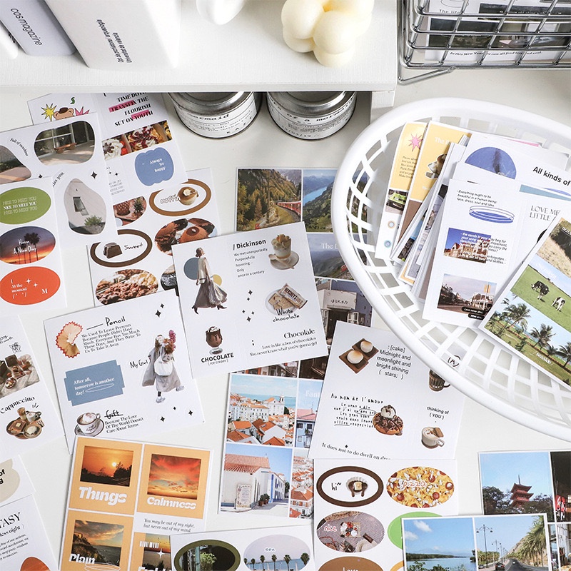 Set 50 tấm sticker Pieces of Life, bế sẵn, không trùng mẫu