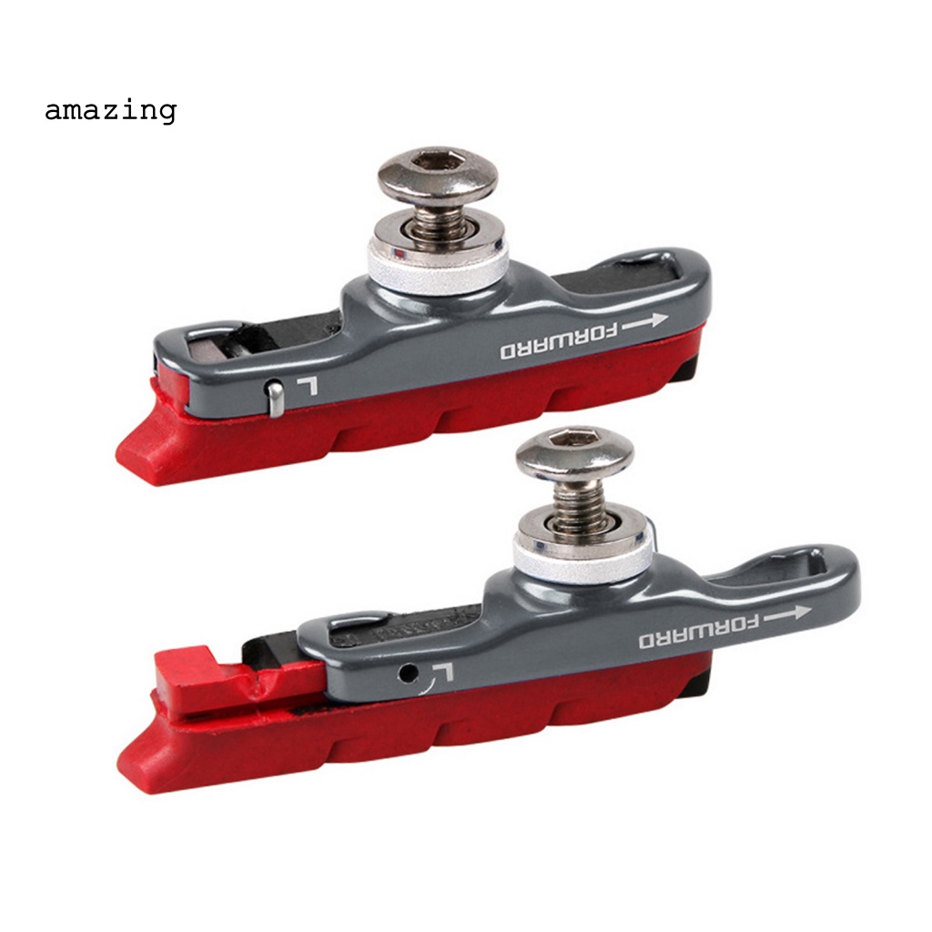 1 Cặp Má Phanh Xe Đạp Chữ V Màu Đỏ Đen Không Ồn