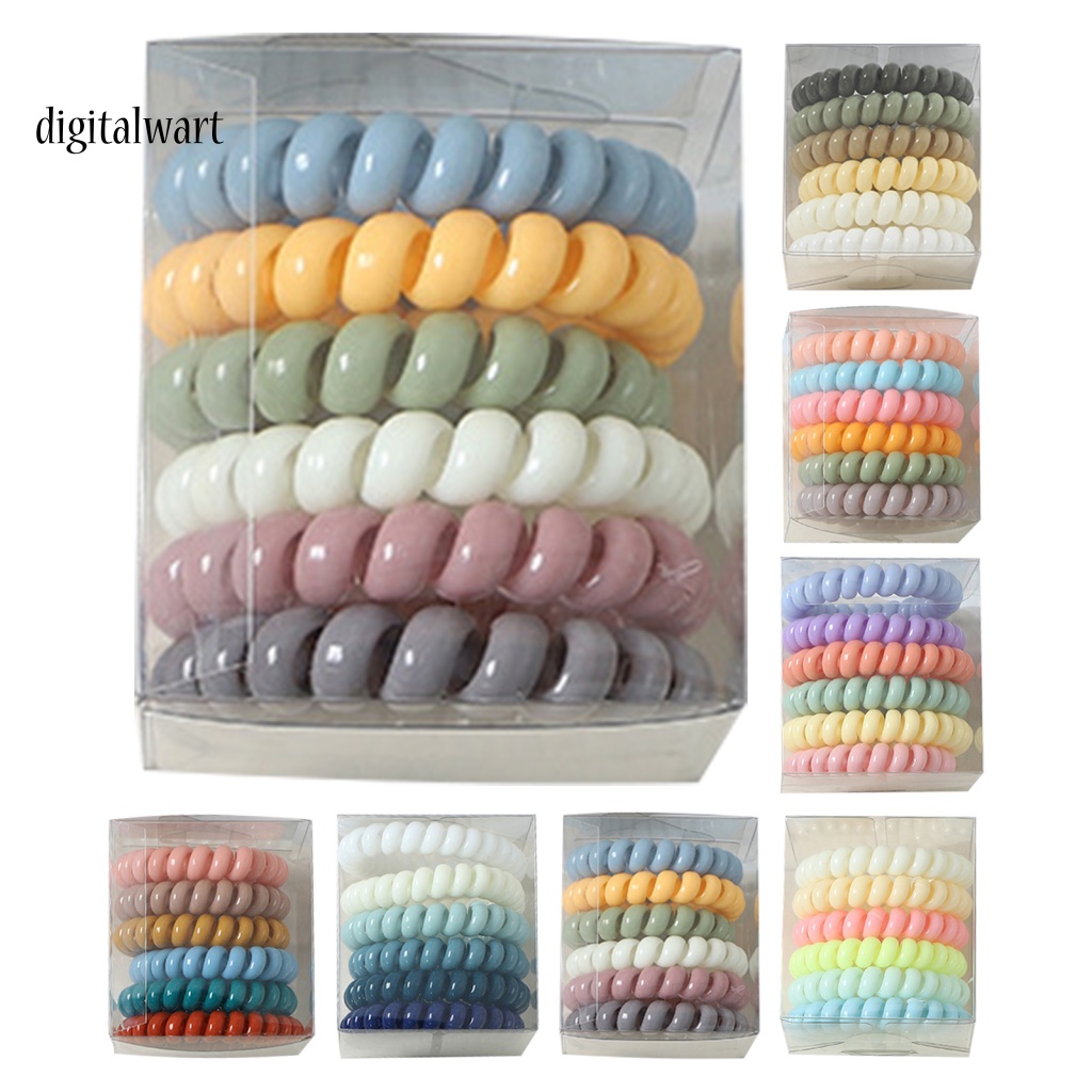 Kỹ Thuật Số| Set 6 Dây Cột Tóc Đuôi Ngựa Màu Sắc Tươi Sáng Thoải Mái Không Để Lại Dấu Vết Cho Nữ