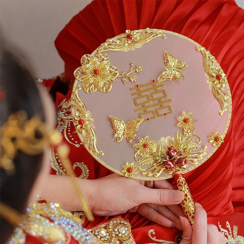 Quạt Cầm Tay Che Mặt Phong Cách Trung Hoa Cho Cô Dâu Đám Cưới