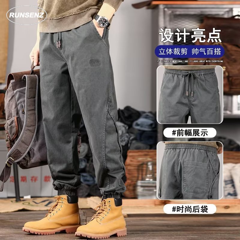 Quần Jogger Dáng Suông Phối Túi Phong Cách Thời Trang Vintage Mỹ Cho Nam Giới Có Size Lớn