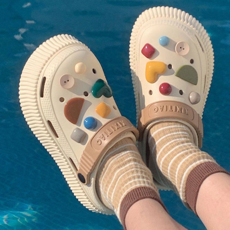 Qinos Dép Đế Dày Đục Lỗ Thiết Kế Sáng Tạo Dễ Thương Cho Nữ