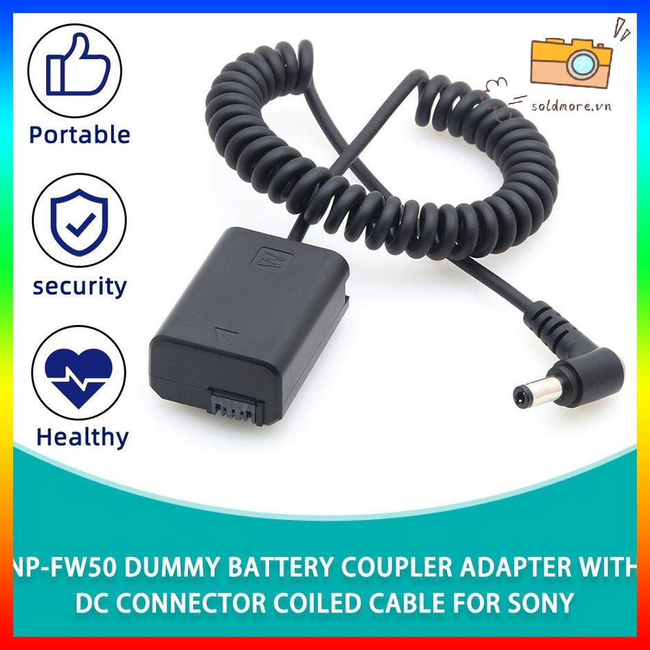 Bộ chuyển đổi ghép nối pin giả NP-FW50 với cáp cuộn đầu nối DC cho Sony