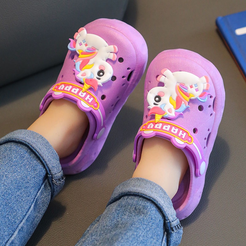 Dép Sandal Chống Trượt In Hình Kỳ Lân Hoạt Hình Thời Trang Mùa Hè Cho Bé Gái