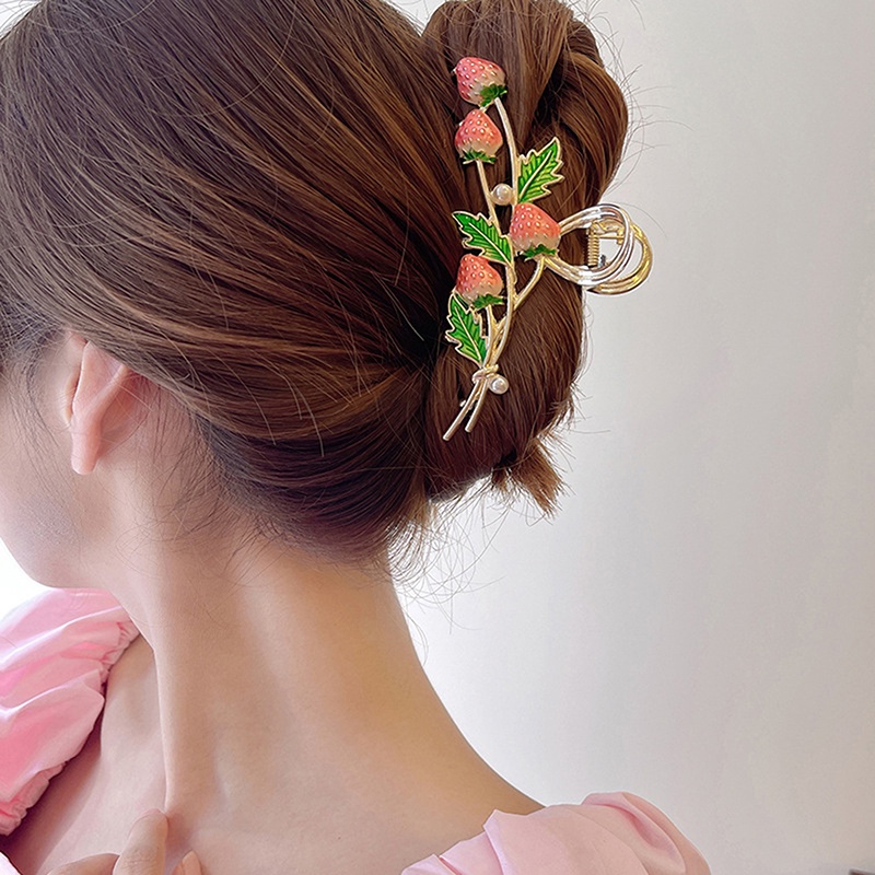 Kẹp Tóc Kim Loại Hình Trái Dâu Mới