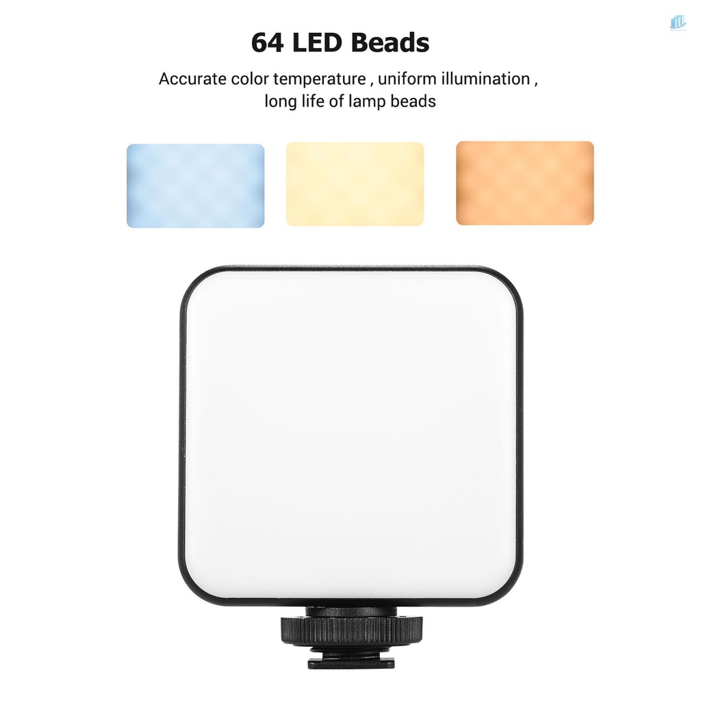 1 Đèn LED Andoer W64 Mini Hai Màu 2500K-6500K 6W Tích Hợp Pin Sạc Tích Hợp 3 Giá Đỡ Cho Máy Ảnh DSLR