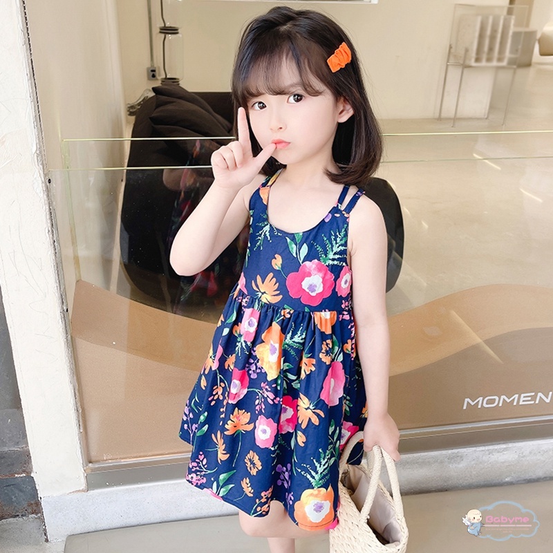 Đầm Không Tay In Hoa Phong Cách Hàn Quốc Thân Thiện Với Da Cho Bé Gái