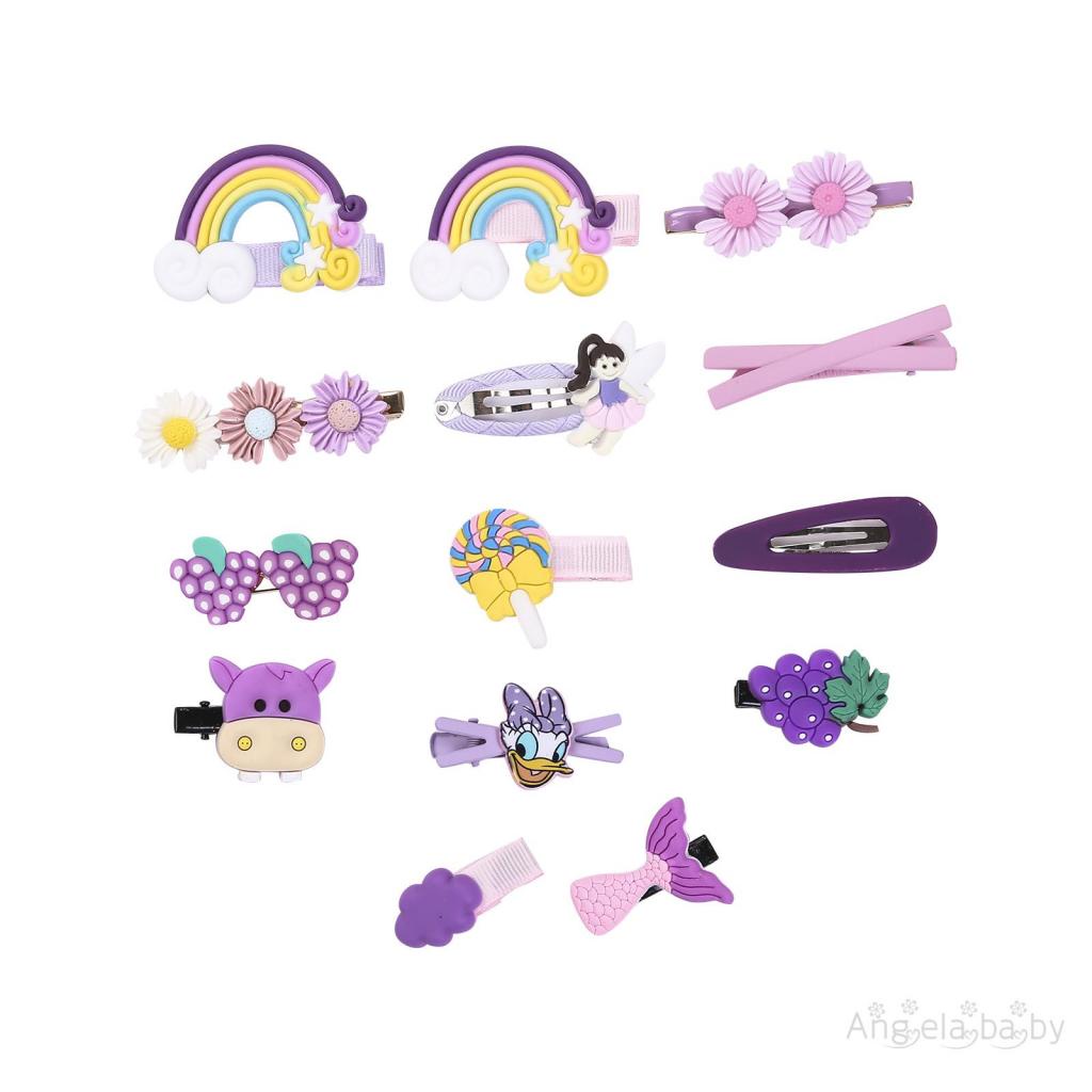 Set 14 Kẹp Tóc Hình Thú / Hoa Đáng Yêu Cho Bé Gái