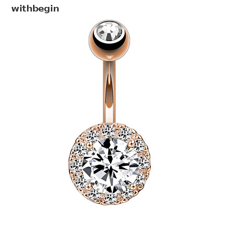 Khuyên Rốn Bằng Thép Không Gỉ Đính Đá Zircon Quyến Rũ