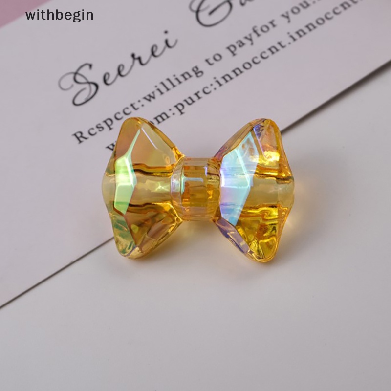 Bộ 10 Hạt Acrylic Trong Suốt Hình Gấu Thắt Nơ Nhiều Màu Dễ Thương Dùng Làm Trang Sức Thủ Công