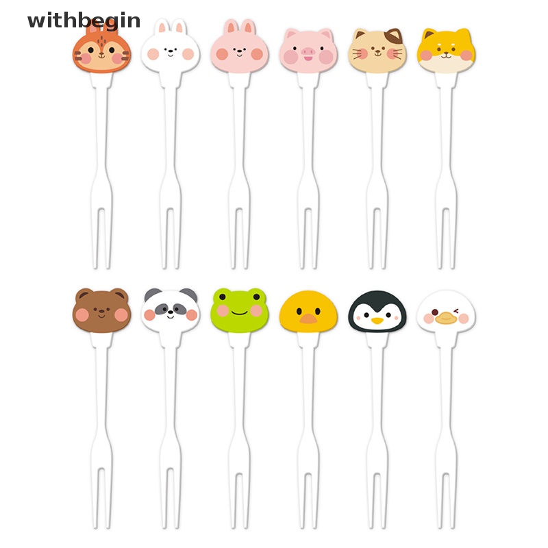 Bộ 8 Nĩa Ăn Trái Cây / Tráng Miệng Hình Động Vật Hoạt Hình Mini Dễ Thương