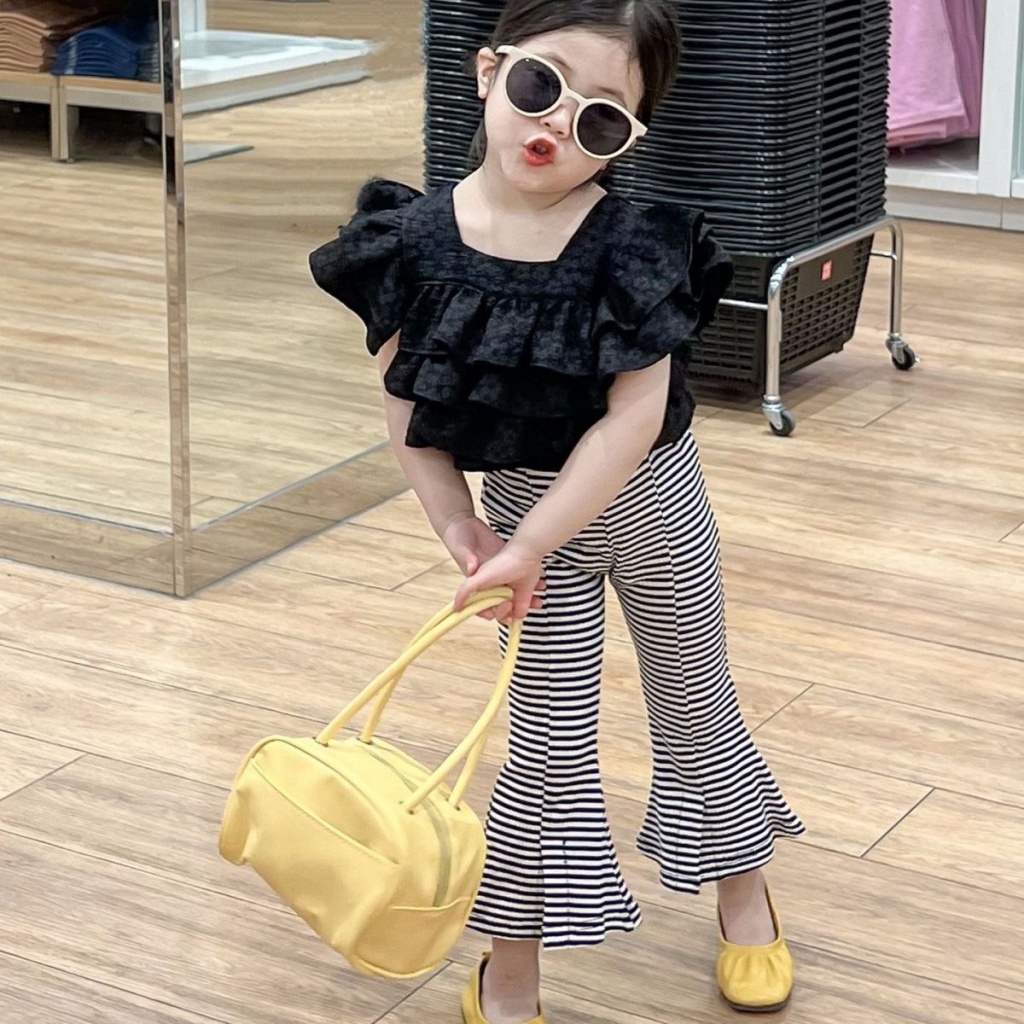 Áo Thun Tay Ngắn 50% Phối Ren Phong Cách Hàn Quốc Thời Trang Mùa Hè Cho Bé Gái
