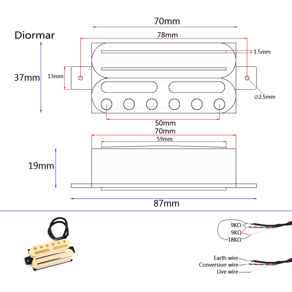 Ngựa Đàn Guitar Humbucker Bằng Kim Loại