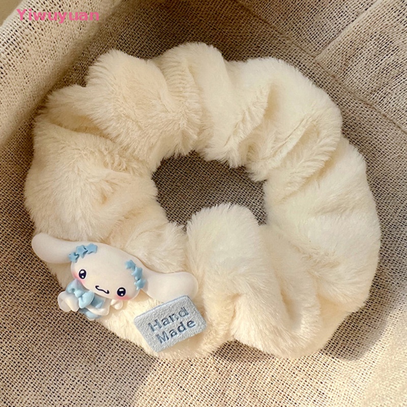 < Yiwuyuan > Dây Buộc Tóc Đính Lông Xù Mềm Mại Hình Chú Chó Tai To Handmade Mùa Đông Dành Cho Bạn Gái