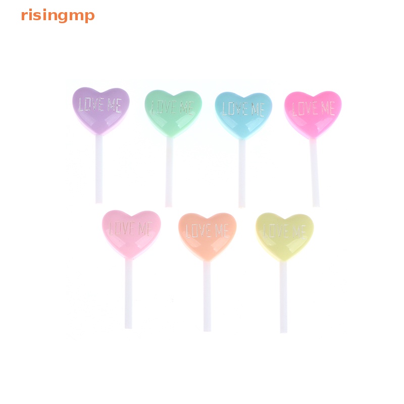 Set 10 Mô Phỏng Kẹo Mút Trái Tim Bằng Resin DIY Cho Điện Thoại