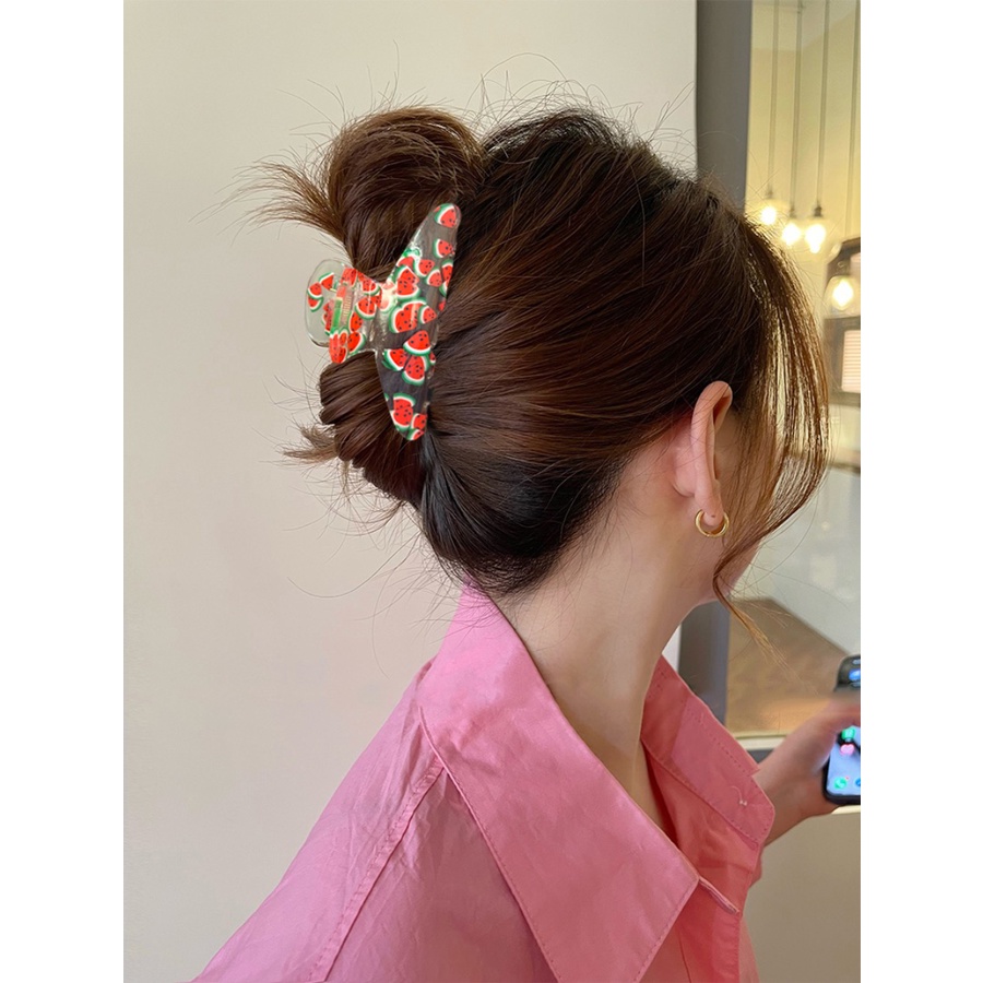 Kẹp Tóc Đuôi Ngựa Bằng Acrylic Trong Suốt In Họa Tiết Đơn Giản Thời Trang Phong Cách Hàn Quốc Cho Nữ