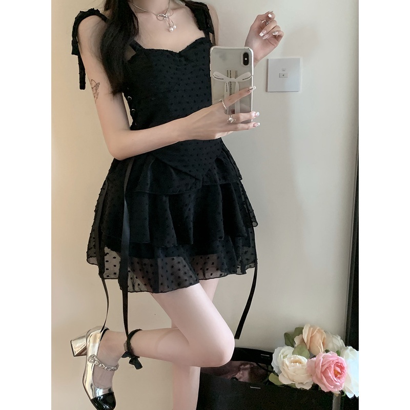 Đầm Hai Dây Xếp Tầng Màu Trắng Thời Trang Cho Nữ