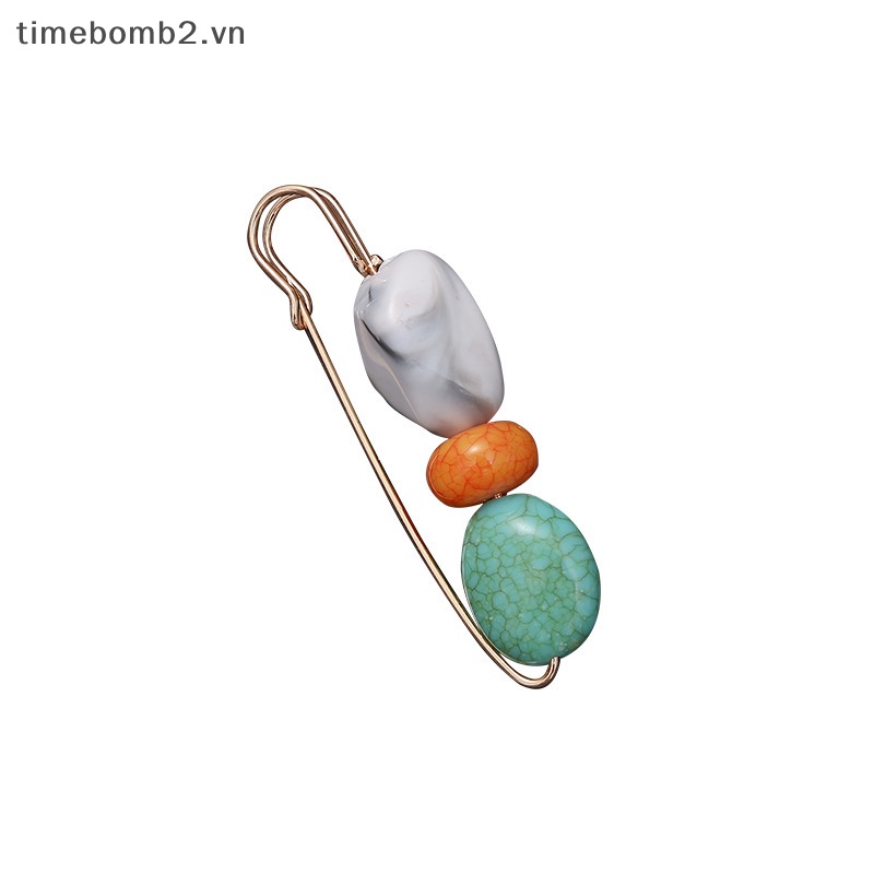 {Timebomb} Ghim Cài Áo Bằng Đá Tự Nhiên Cổ Điển Thời Trang Dành Cho Nữ