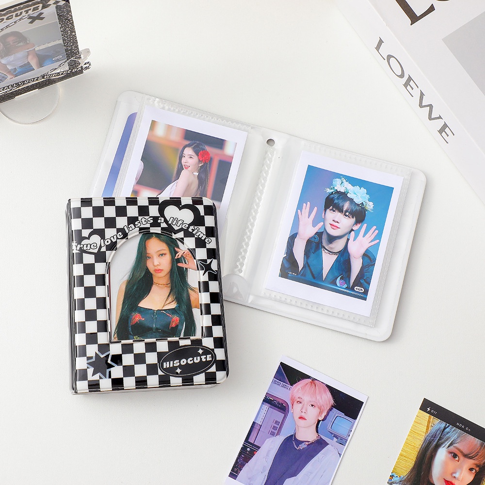 Ins 3 Inch Photo Album Black Checkerboard Cover Photocard Holder Mini Album for Cards Collect Book In Stock New Arrival YM Ready Stock LY