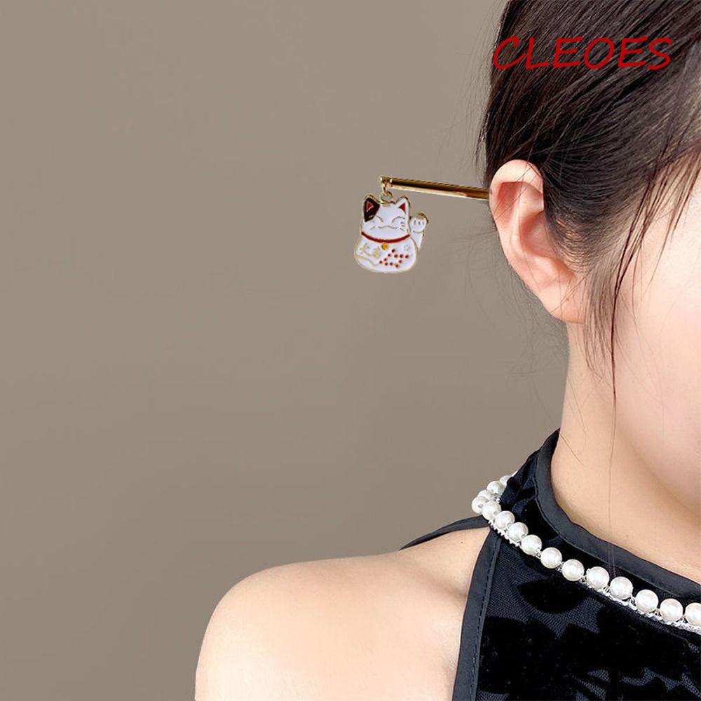 Trâm Cài Tóc Hình Mèo May Mắn Phong Cách Trung Hoa Cổ Điển Thời Trang