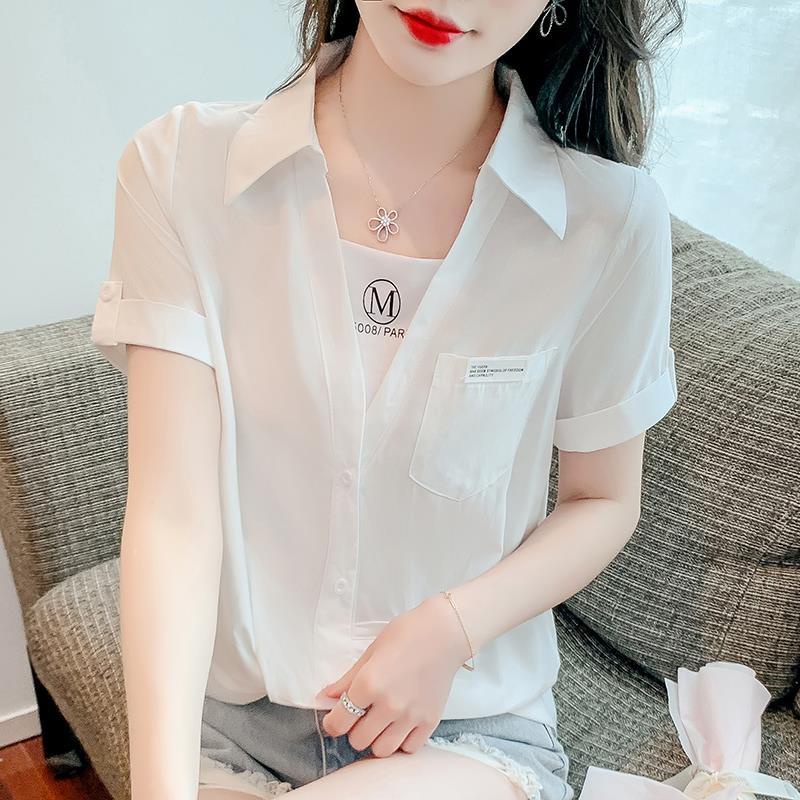 Áo Sơ Mi Tay Ngắn Phong Cách Hàn Quốc Thời Trang Mùa Hè Xinh Xắn Cho Nữ