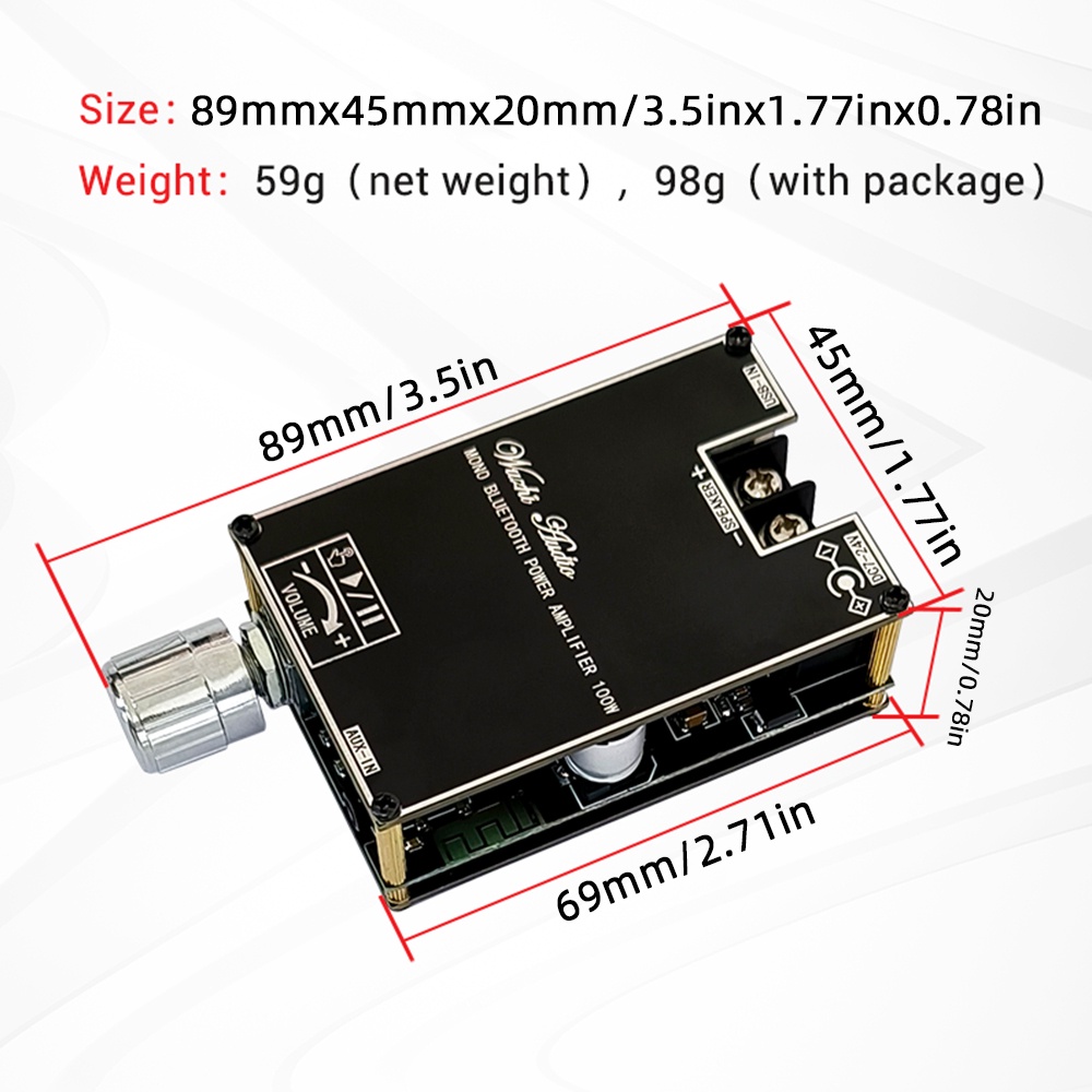 Bảng mạch RIRIHI khuếch đại âm thanh kỹ thuật số kênh đơn ZK-1001B TPA3116 100W DC 7V 24V TPA3116