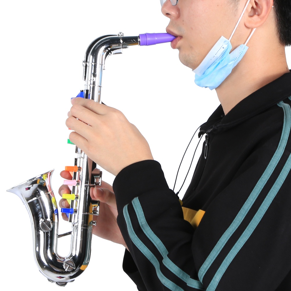 Kèn saxophone mô phỏng, Nhựa Trẻ Em Saxophone Đồ Chơi Mini Sax Nhạc Cụ Quà Tặng  AKOASM