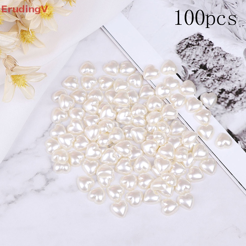 Bộ 100 Hạt Cườm Hình Trái Tim Phẳng Dùng Làm Đồ Thủ Công DIY