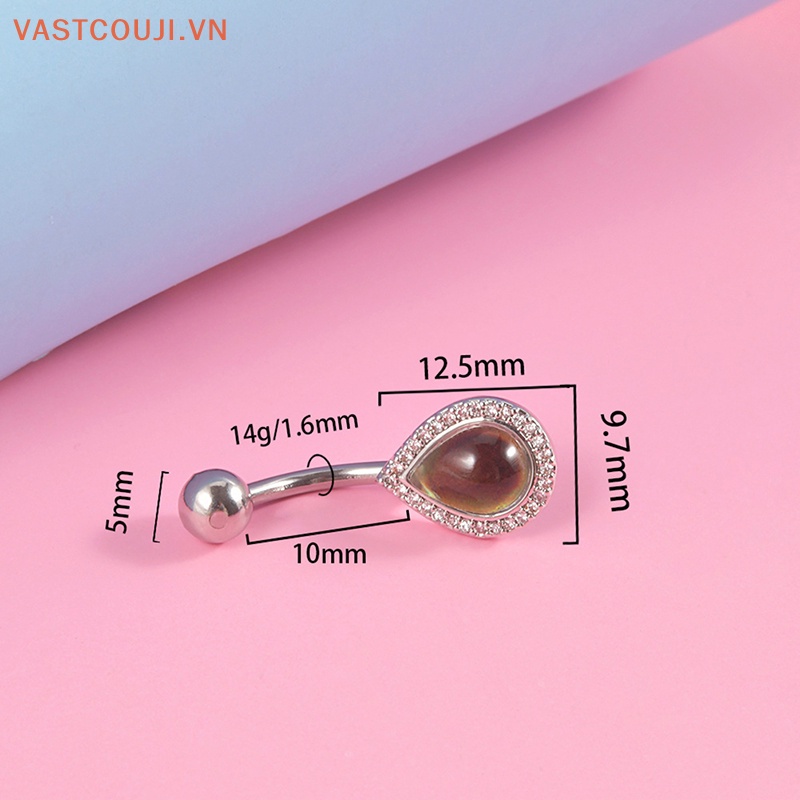 Khuyên Rốn Đính Đá Hình Giọt Nước Thay Đổi Màu Sắc Quyến Rũ Thời Trang Cho Nữ VASTJI 2023