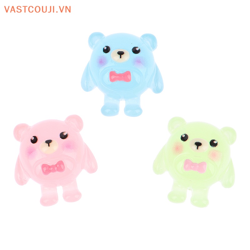 Set 10 Mô Hình Gấu Phát Sáng Bằng Nhựa Resin Trang Trí Tiểu Cảnh VASTJI