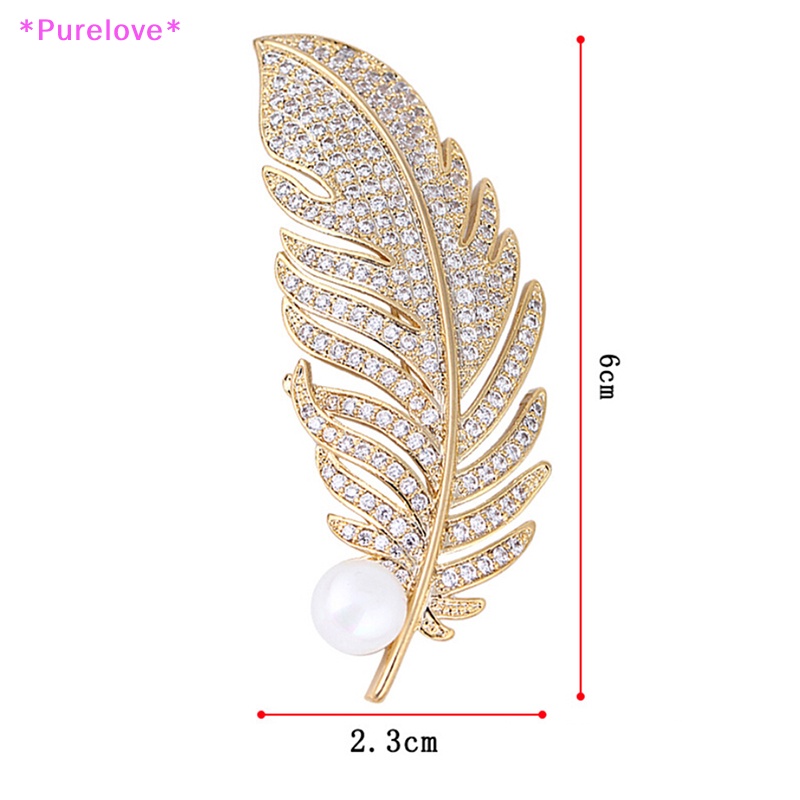 Ghim Cài Áo Hình Lông Vũ Đính Ngọc Trai Nhân Tạo Thời Trang Mới