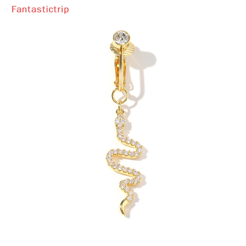 [Fantastictrip] Khuyên Rốn Dạng Chuỗi Rắn Đính Đá Zircon Giả Trang Sức Không Cần Xỏ Khuyên Cho Phụ Nữ Mới
