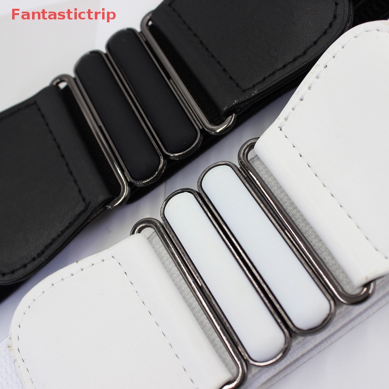 Thắt Lưng Bản Rộng Co Giãn Màu Trơn Có Khóa Kim Loại Thời Trang Mùa Hè Mới Cho Nữ