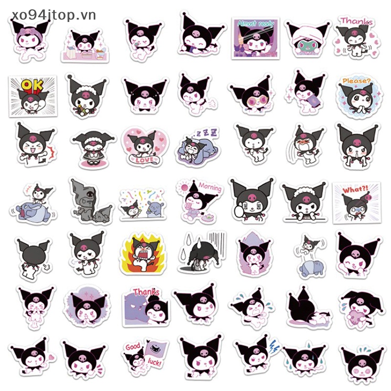 Xoitop Nhãn Dán Anime Kuromi Chống Thấm Nước Trang Trí Xe Đạp / Ván Trượt / Laptop / Điện Thoại