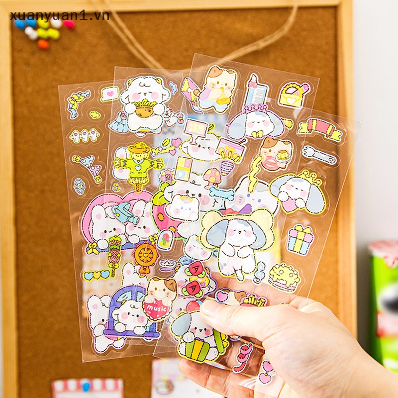 Set 5 Nhãn Dán Tự Trang Trí Sổ Tay / Nhật Ký Hình Thỏ / Gấu Đáng Yêu