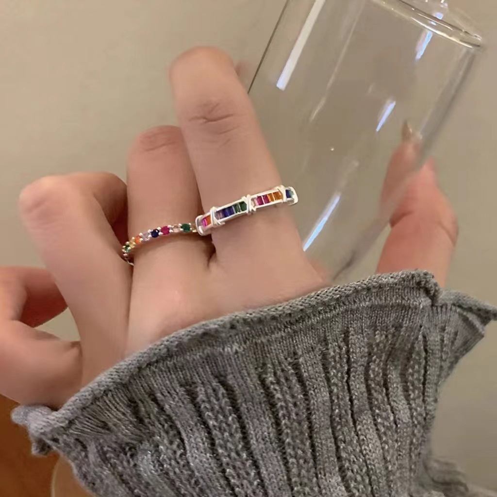 Nhẫn Đính Đá zircon Cao Cấp Sang Trọng Thời Trang Có Thể Điều Chỉnh Cho Nữ