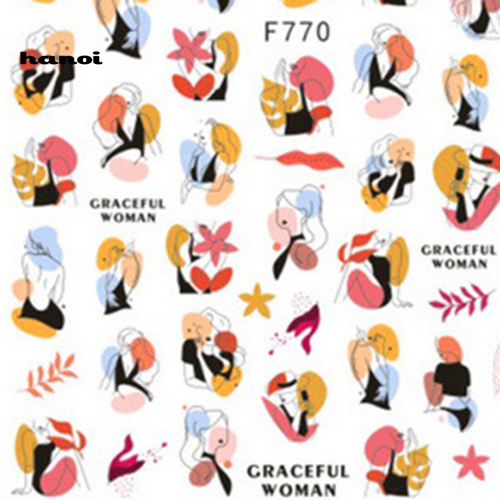 Set 5 Miếng Dán Trang Trí Móng Tay Họa Tiết Đường Kẻ Màu Sắc Tương Phản An Toàn Dành Cho Nữ