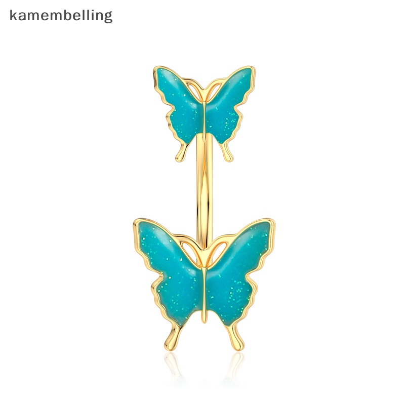 Khuyên Rốn Bằng Thép Không Gỉ Hình Bướm Đính Đá kamembelling