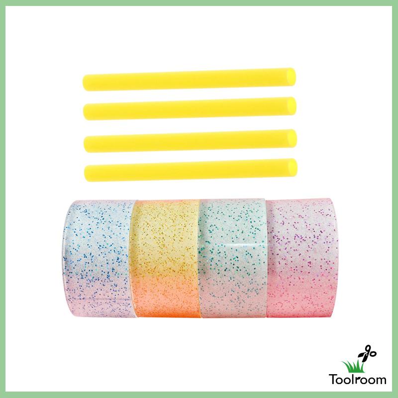 Bộ 4 Cuộn Băng Dính Nano Lấp Lánh Trong Suốt Dùng Trang Trí Thủ Công DIY