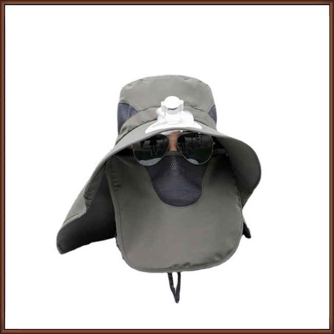 Mũ Chống Nắng Mùa Hè Có Quạt Lưới Thoáng Khí Bảo Vệ Mặt Cổ Cho Nam Khi Câu Cá / Leo Nú