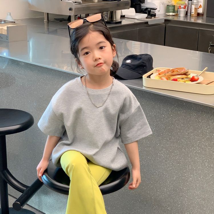 Áo Thun Cotton Tay Ngắn Dáng Rộng Màu Kẹo Ngọt Phong Cách Hàn Quốc Thời Trang Mùa Hè Cho Bé Gái