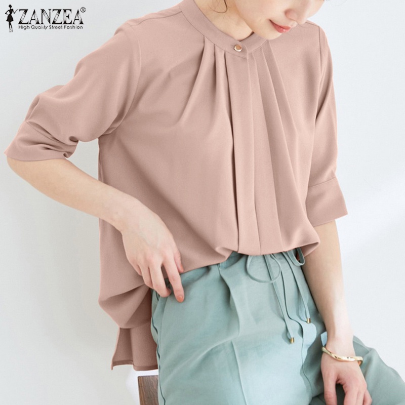 Áo ZANZEA tay lửng phong cách Hàn Quốc thanh lịch dành cho nữ