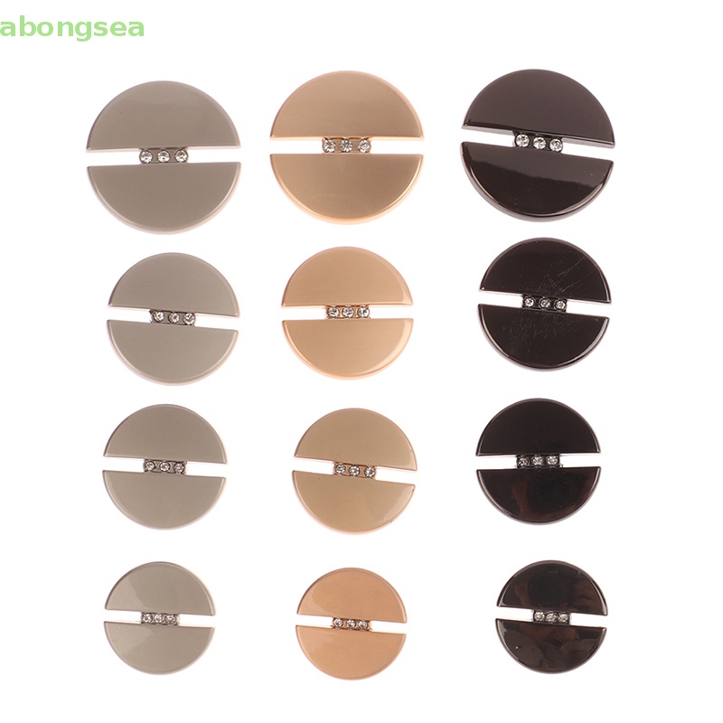 Set 5 Nút Tròn 20mm / 23mm / 25mm / 30mm Bằng Kim Loại Đính Đá Giả Thời Trang