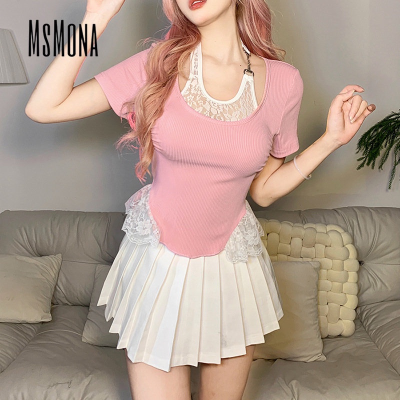 Áo Thun Tay Ngắn Cổ Tròn Màu Trơn Dáng Ôm Thời Trang 2023 Quyến Rũ Cho Nữ