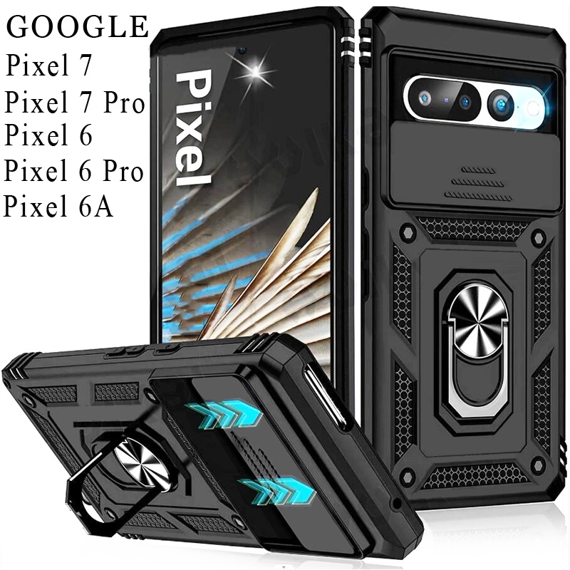 Google Pixel 7 Pro Pixel 6 Pro Pixel 6A Bảo vệ ống kính chống va đập Áo giáp cứng Vỏ điện thoại Đế kim loại