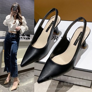 Giày cao gót 5-10cm mũi nhọn màu đen thời trang cho nữ