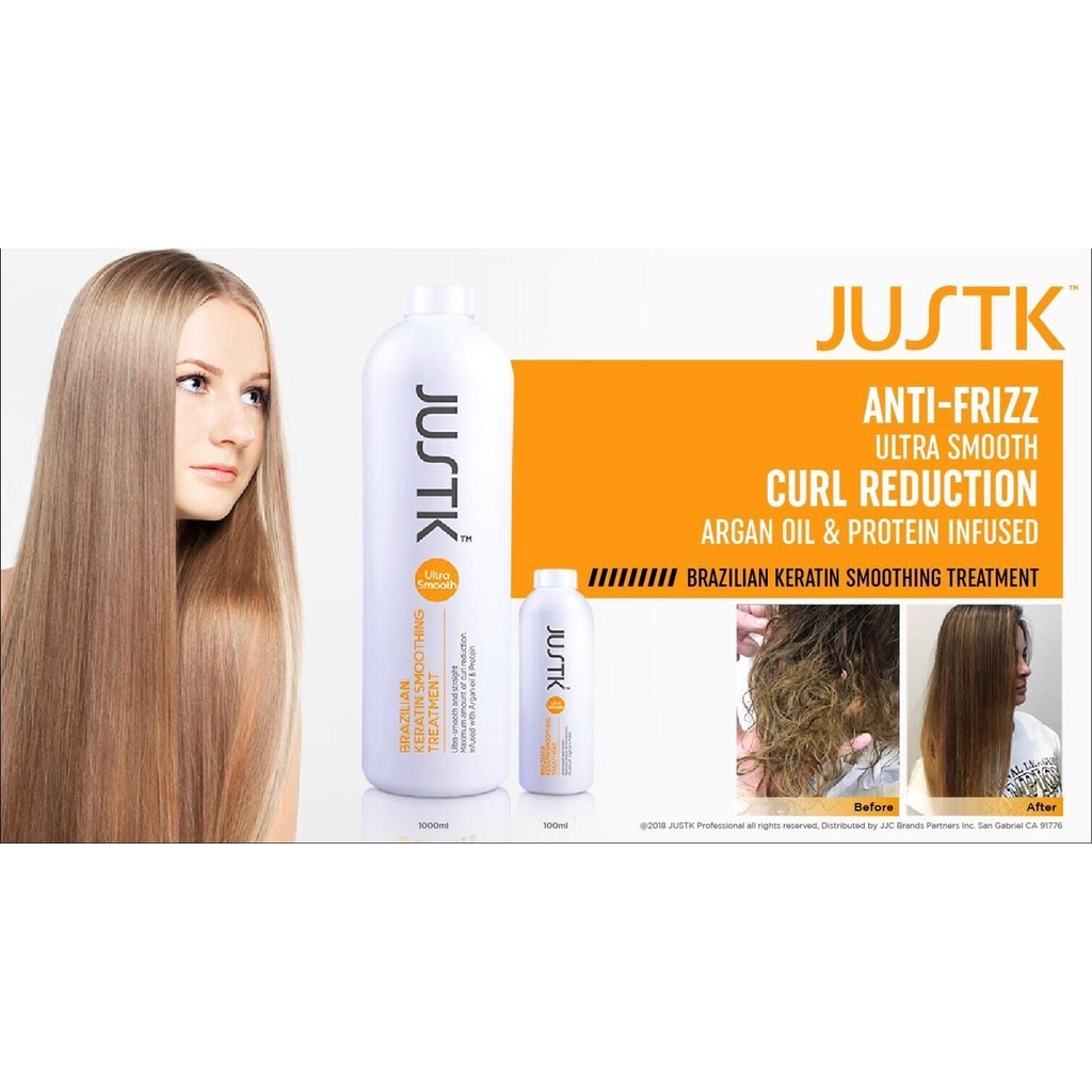 Phục hồi tóc, làm thẳng tóc JUSTK Brazilian Keratin Smoothing Treatment 1000ml